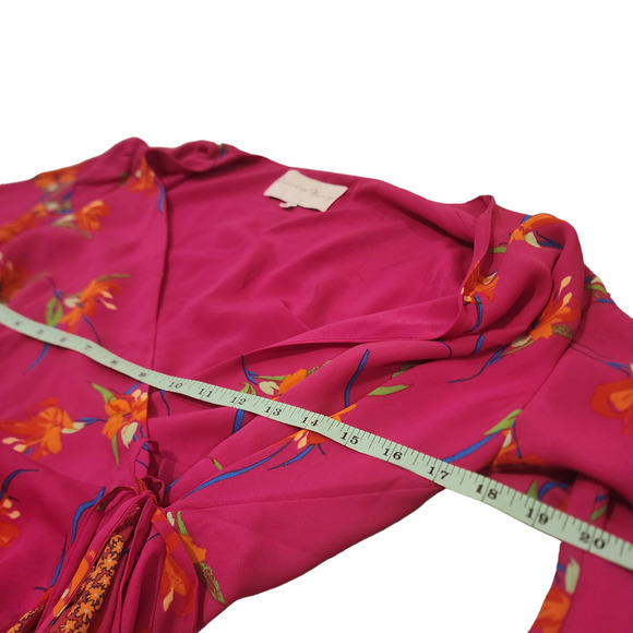 Charles Henry Blouson Sleeve Printed Wrap Dress size large - Picture 7 of 8